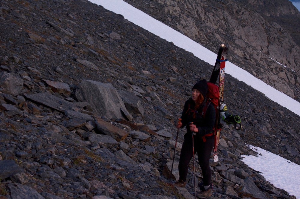 Jessa ascends the scree